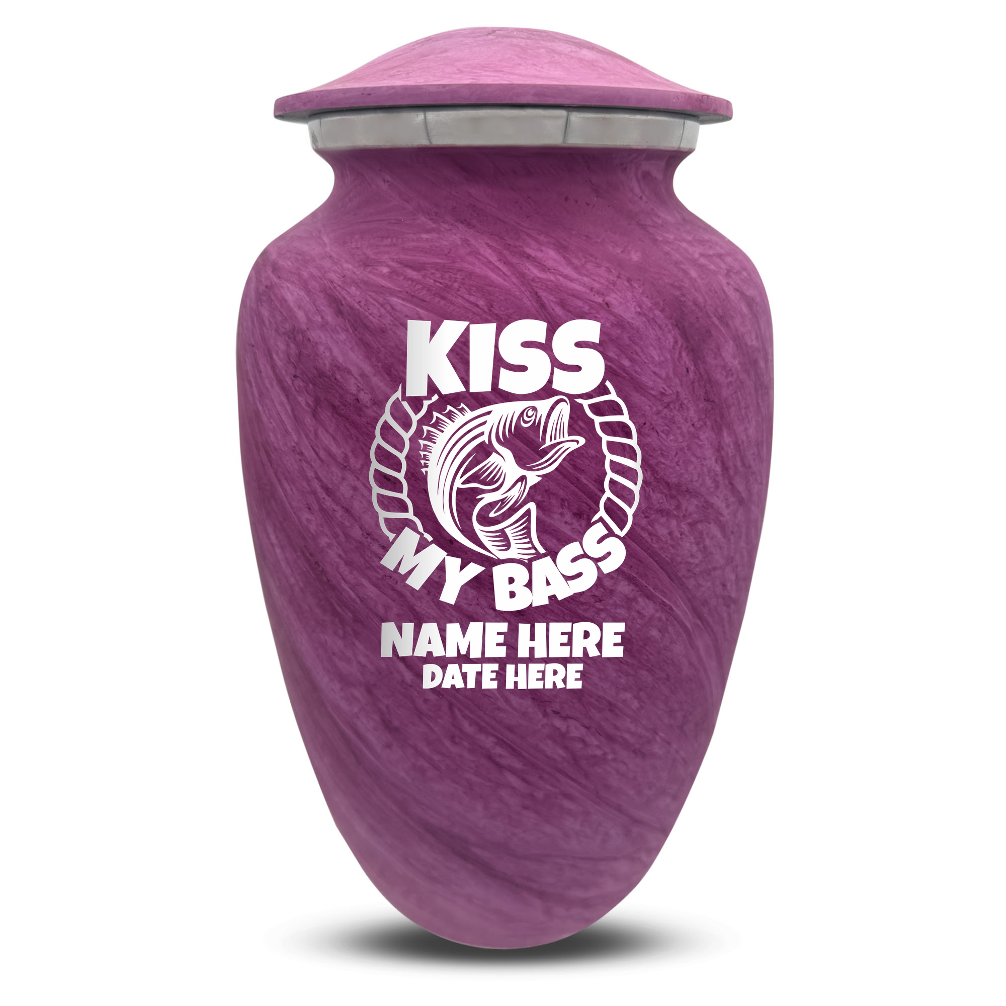 Custom Human Urns - Soft Whisper Collection - Funny Fishing Design - Distressed Finish - 200 Cubic Inch