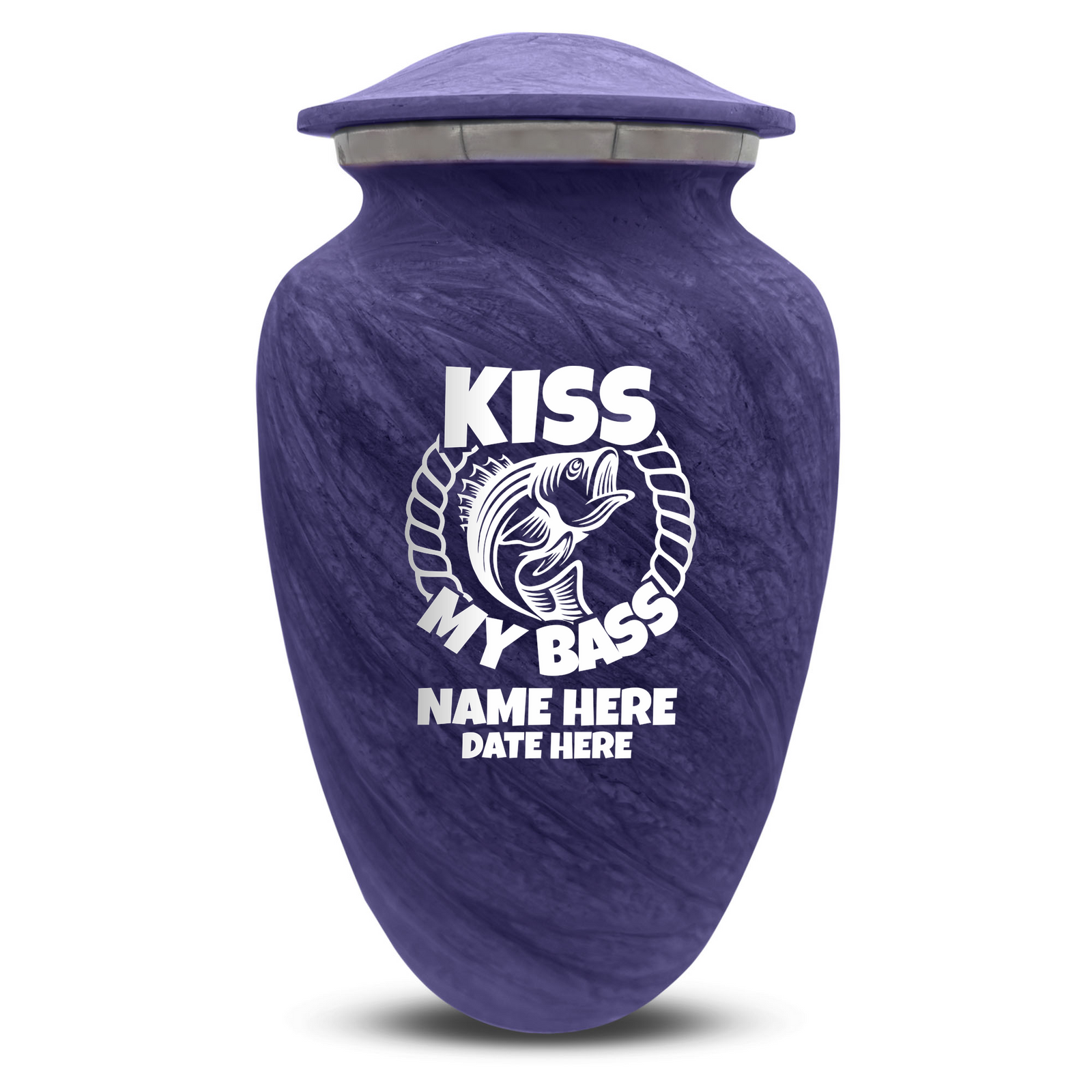 Custom Human Urns - Soft Whisper Collection - Funny Fishing Design - Distressed Finish - 200 Cubic Inch