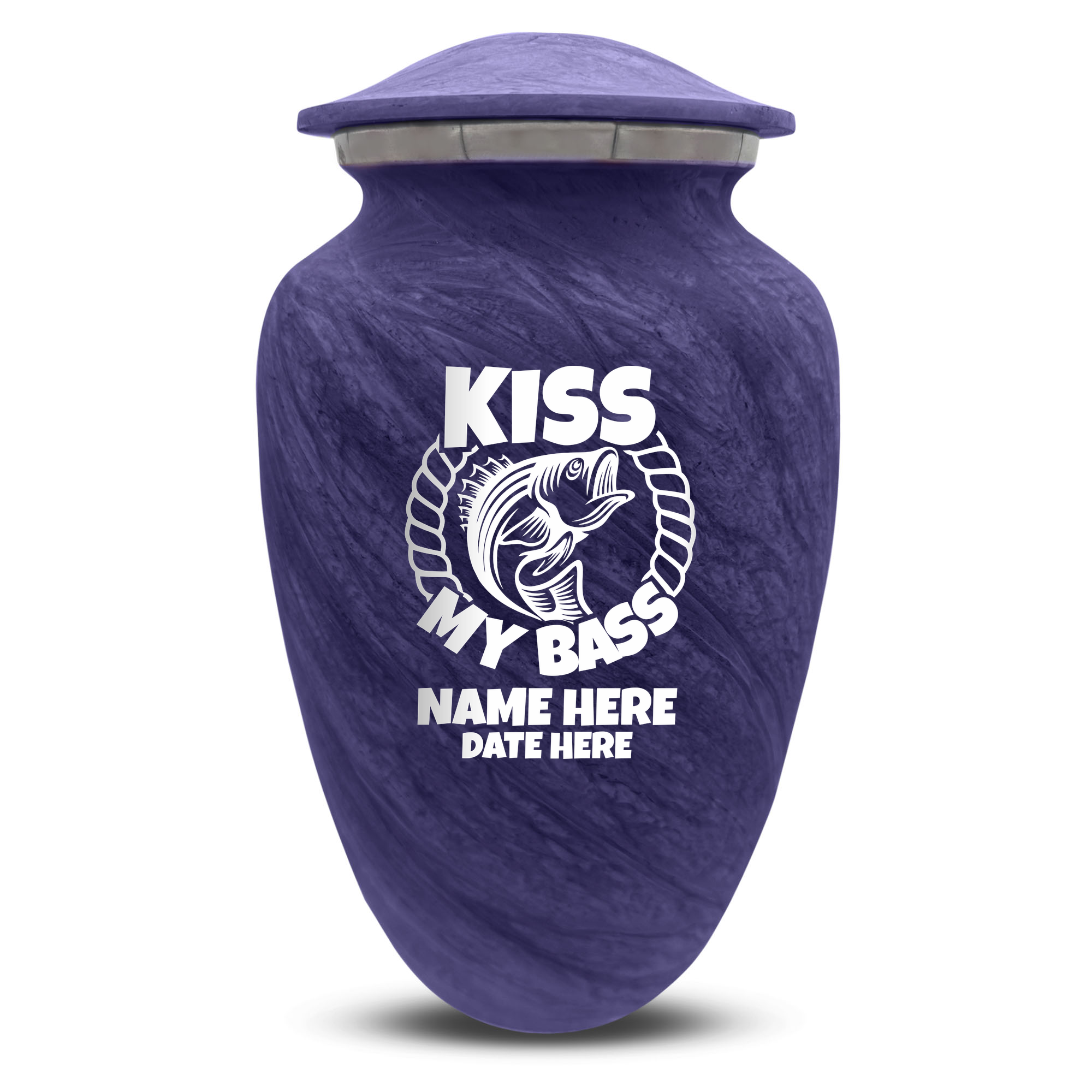 Custom Human Urns - Soft Whisper Collection - Funny Fishing Design - Distressed Finish - 200 Cubic Inch