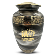Custom Aluminum Human Urns - Suzesta Pearl White Memorial Urn - Funny Fishing Design - 200 Cubic Inch