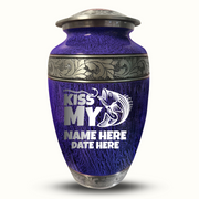 Custom Aluminum Human Urn - Elevate Collection - Funny Fishing Design - Distressed Finish - 200 Cubic Inch