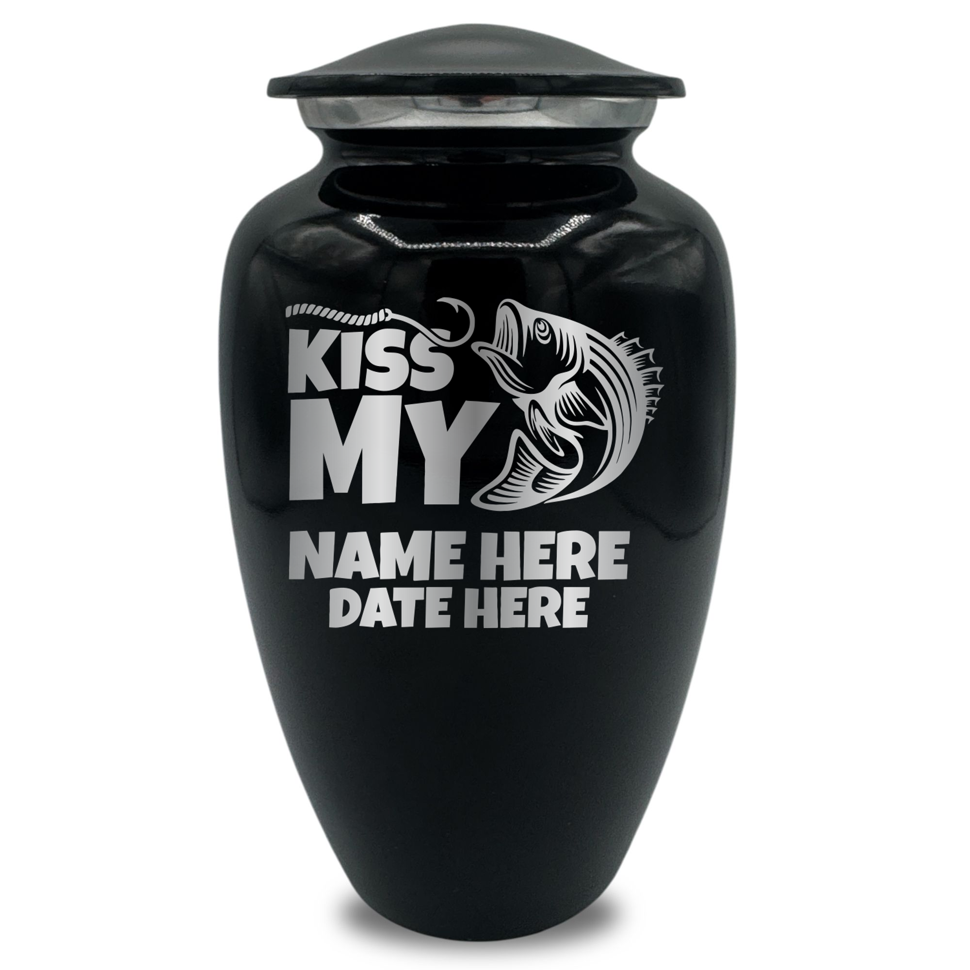Splendor Human Cremation Urn - 200 Cubic Inch Capacity - Metal | Bass Fishing Humor