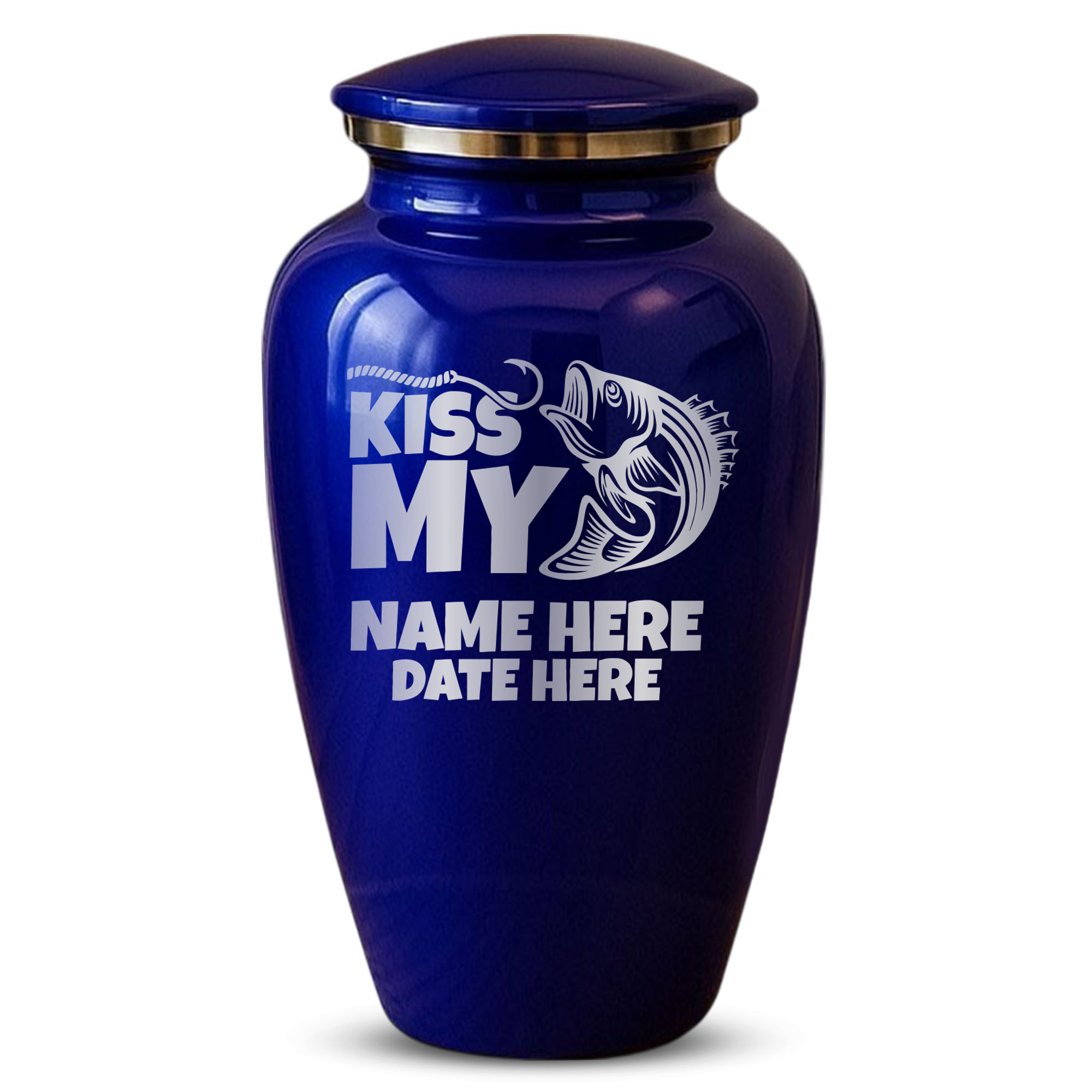 Splendor Human Cremation Urn - 200 Cubic Inch Capacity - Metal | Bass Fishing Humor