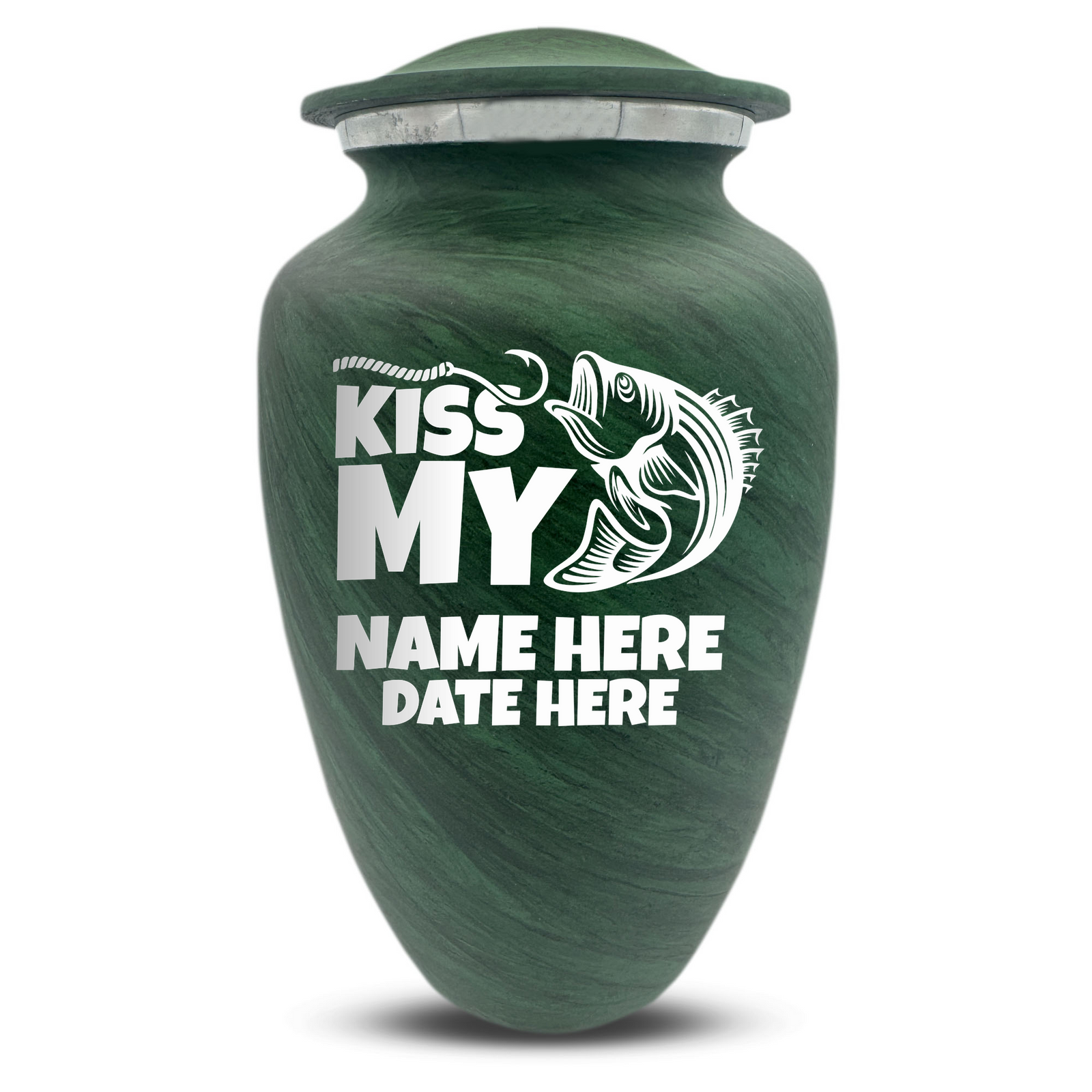 Custom Human Urns - Soft Whisper Collection - Funny Fishing Design - Distressed Finish - 200 Cubic Inch