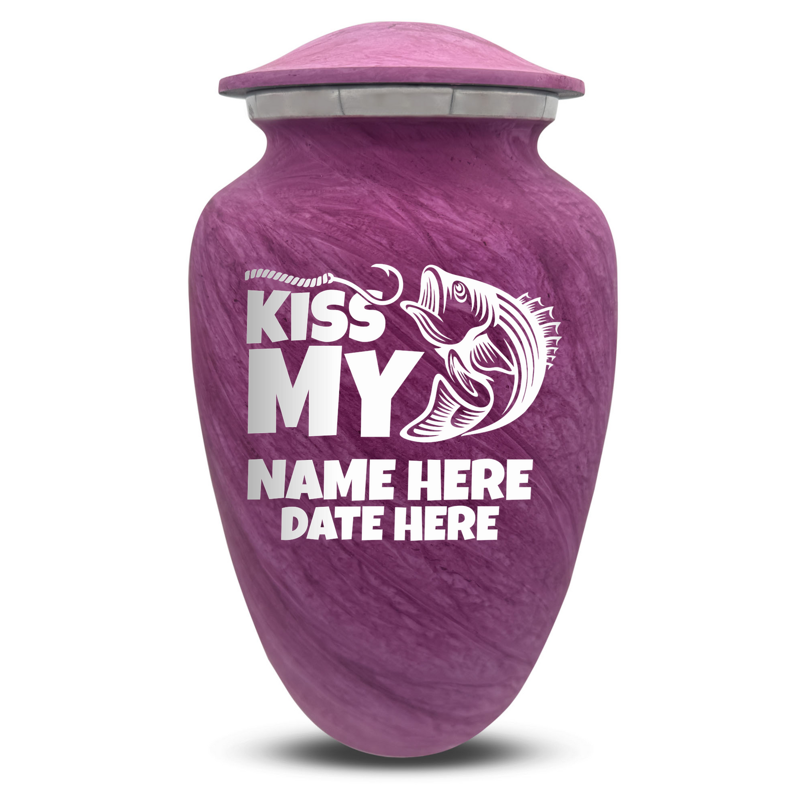 Custom Human Urns - Soft Whisper Collection - Funny Fishing Design - Distressed Finish - 200 Cubic Inch