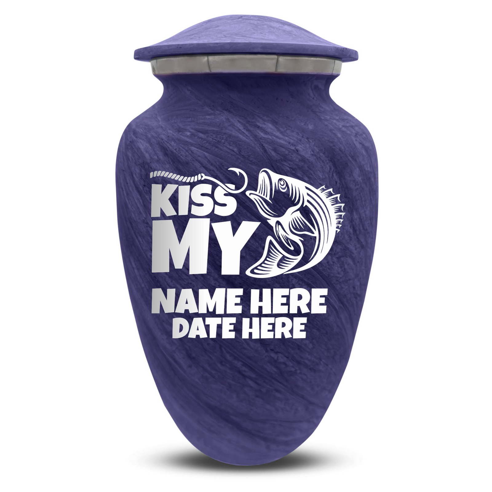 Custom Human Urns - Soft Whisper Collection - Funny Fishing Design - Distressed Finish - 200 Cubic Inch