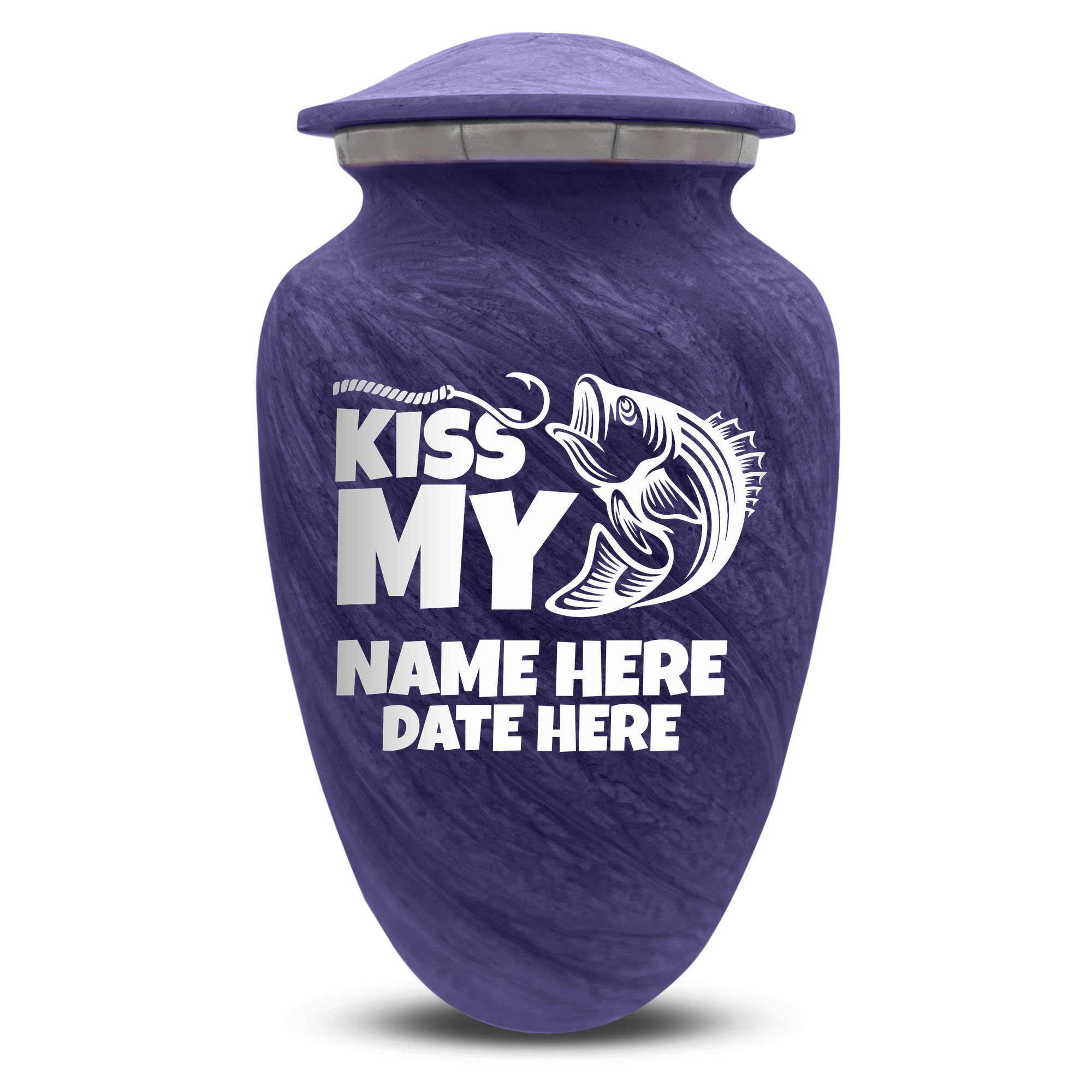 Custom Human Urns - Soft Whisper Collection - Funny Fishing Design - Distressed Finish - 200 Cubic Inch