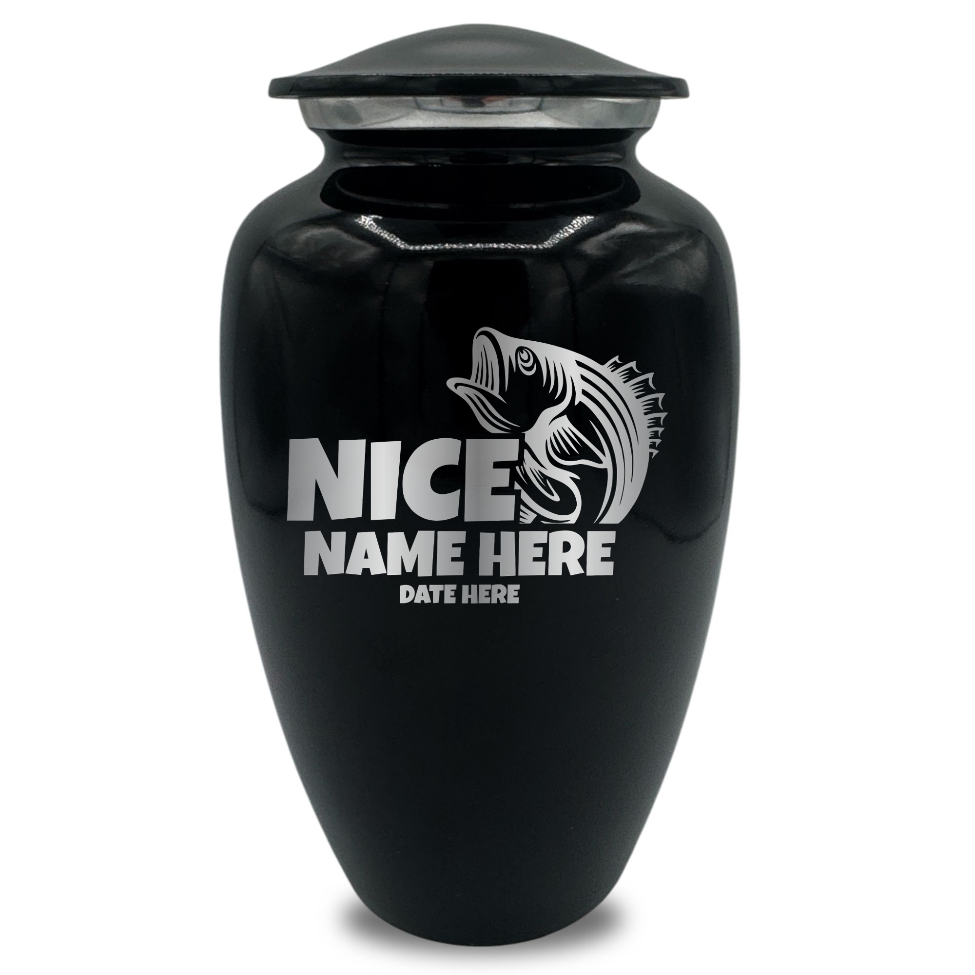 Splendor Human Cremation Urn - 200 Cubic Inch Capacity - Metal | Bass Fishing Humor