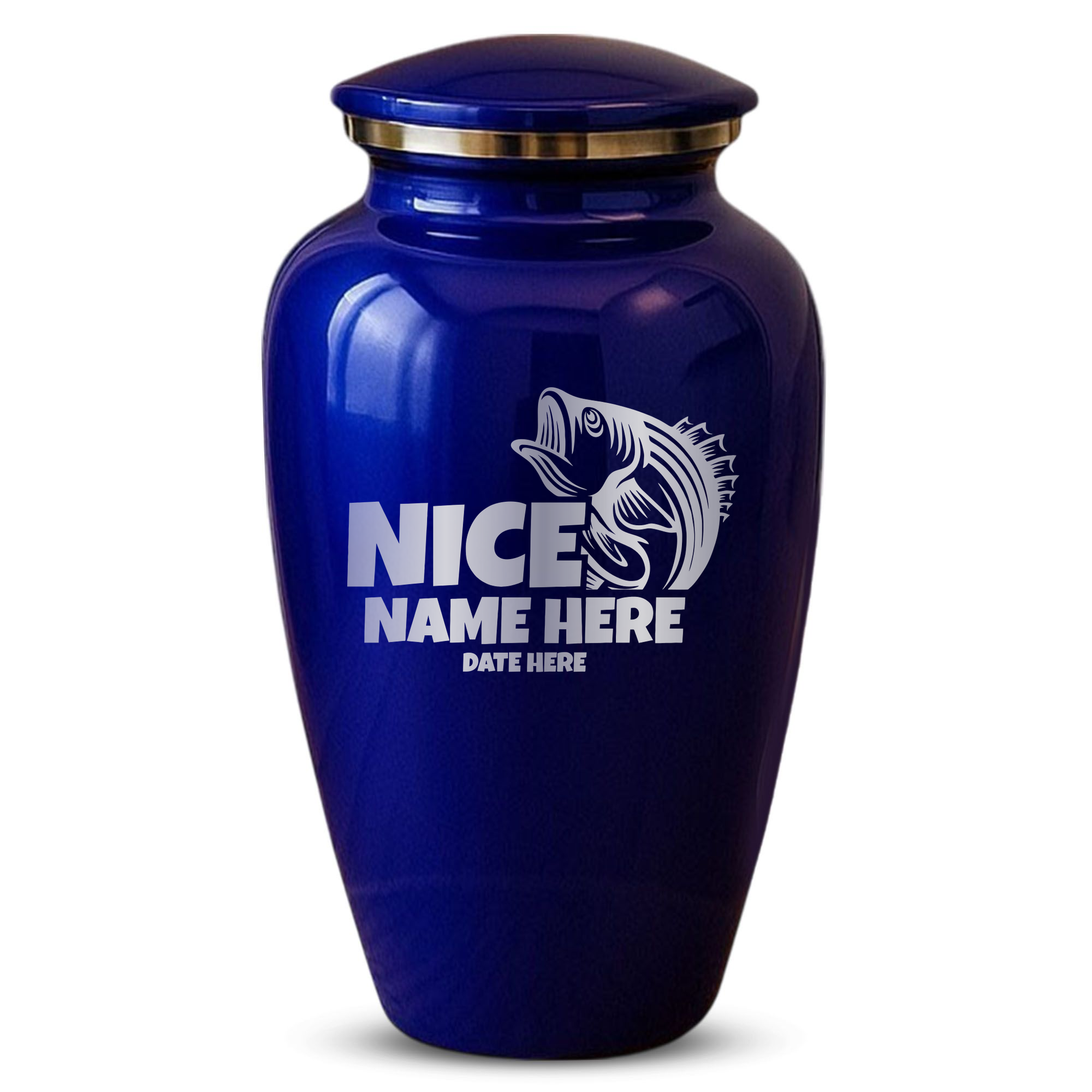 Splendor Human Cremation Urn - 200 Cubic Inch Capacity - Metal | Bass Fishing Humor