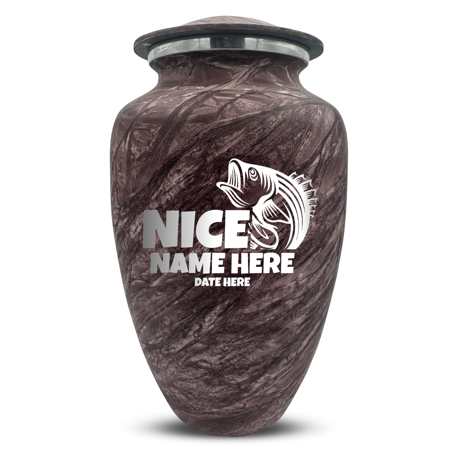 Custom Human Urns - Soft Whisper Collection - Funny Fishing Design - Distressed Finish - 200 Cubic Inch