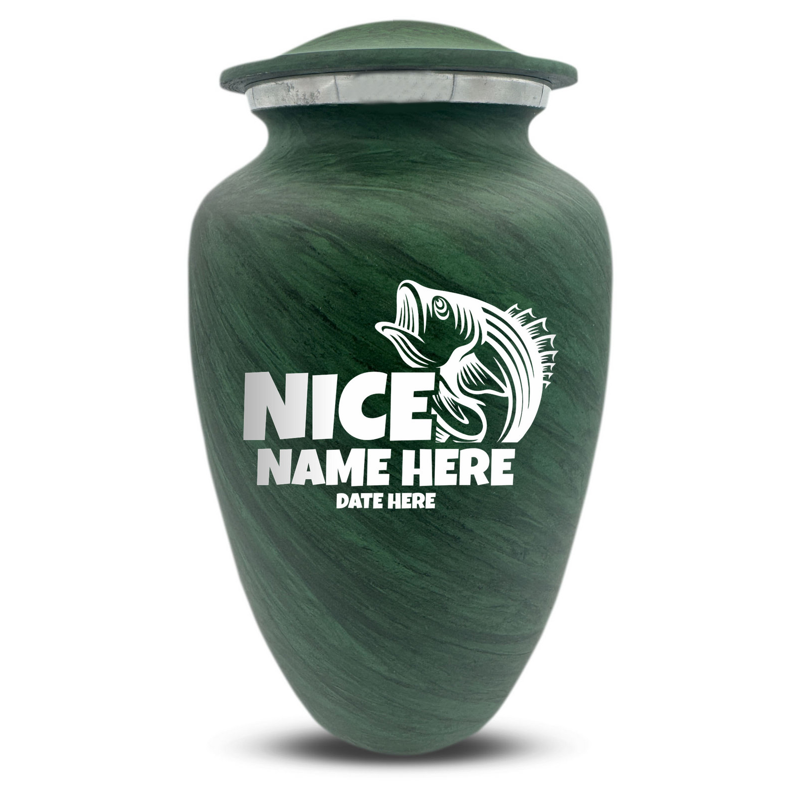 Custom Human Urns - Soft Whisper Collection - Funny Fishing Design - Distressed Finish - 200 Cubic Inch