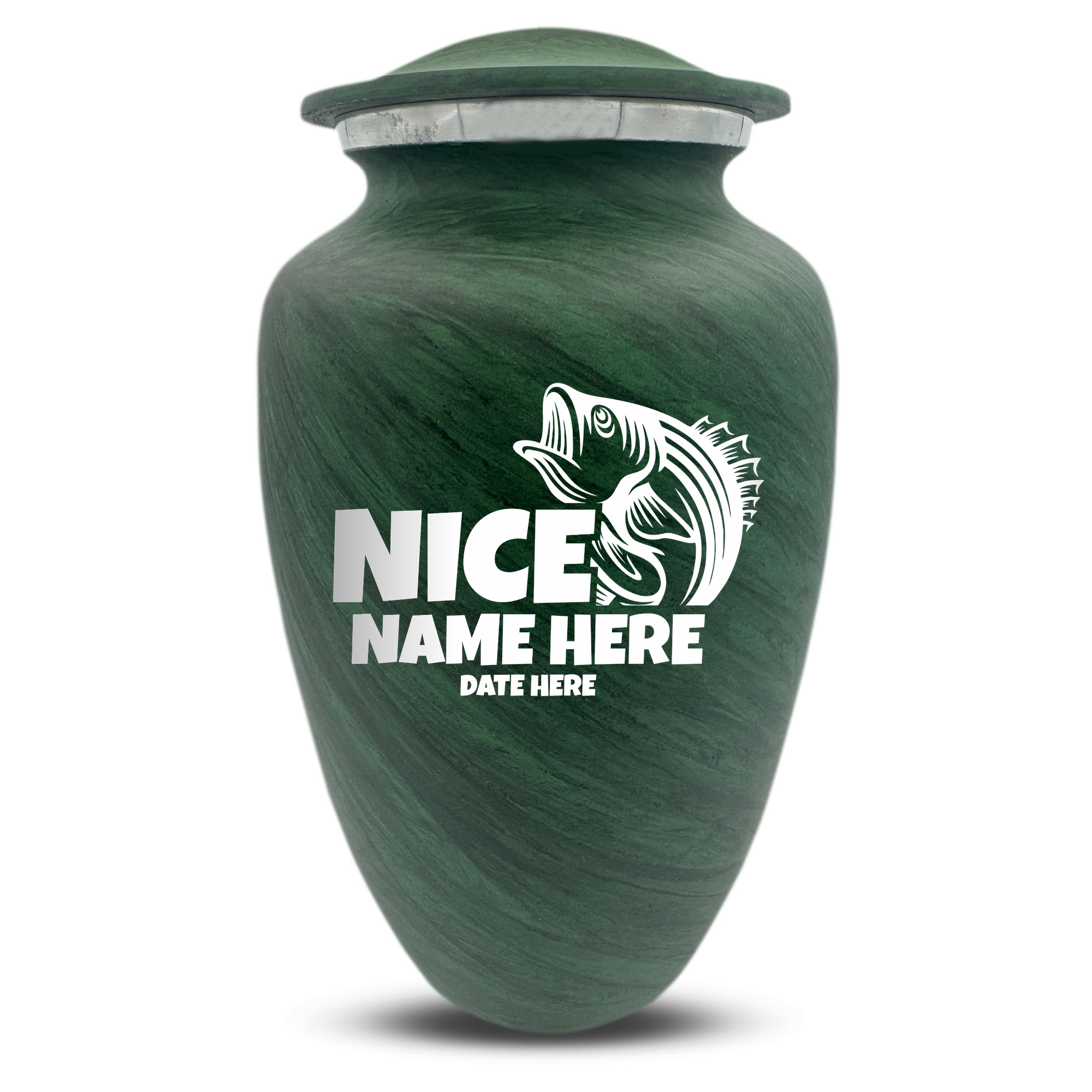 Custom Human Urns - Soft Whisper Collection - Funny Fishing Design - Distressed Finish - 200 Cubic Inch