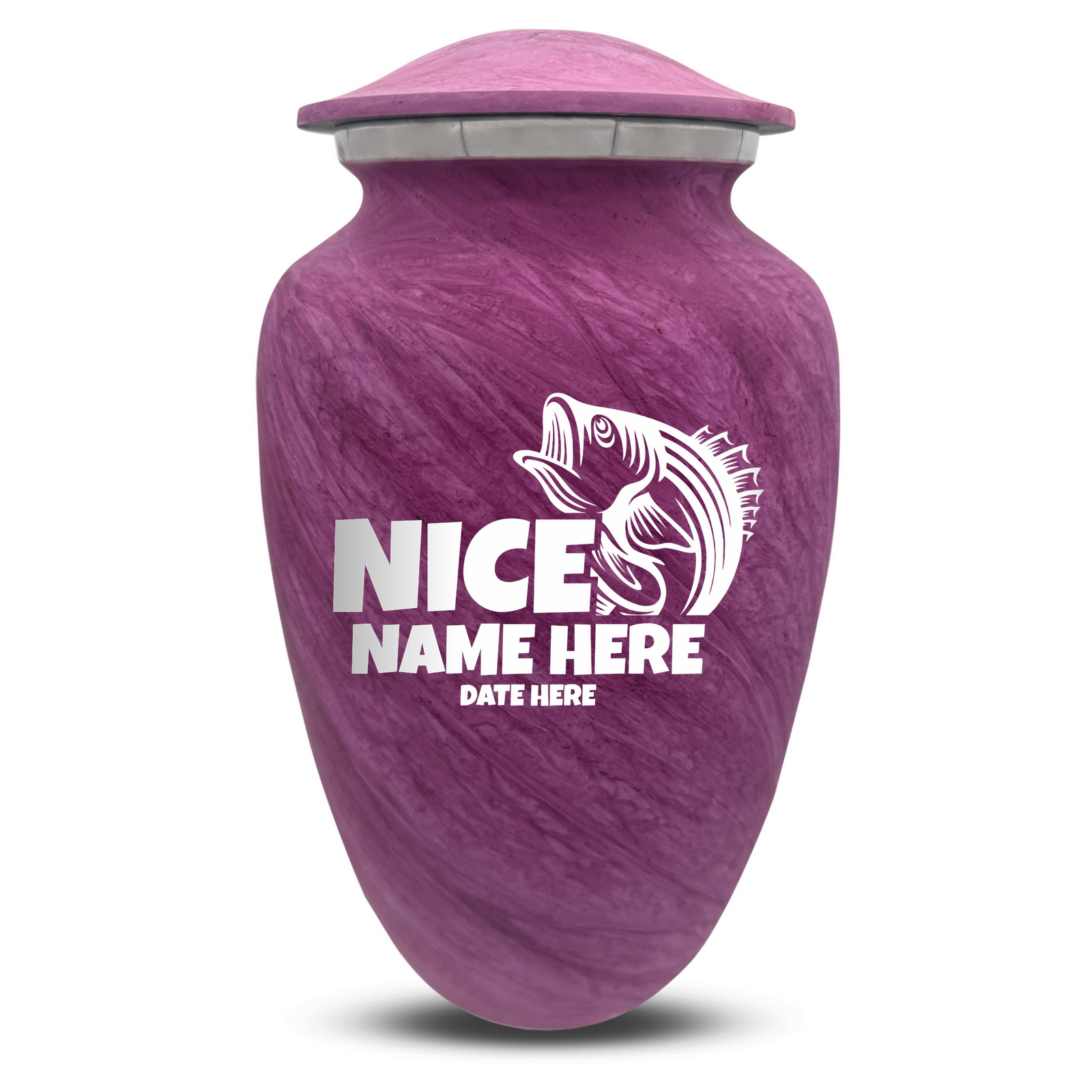 Custom Human Urns - Soft Whisper Collection - Funny Fishing Design - Distressed Finish - 200 Cubic Inch
