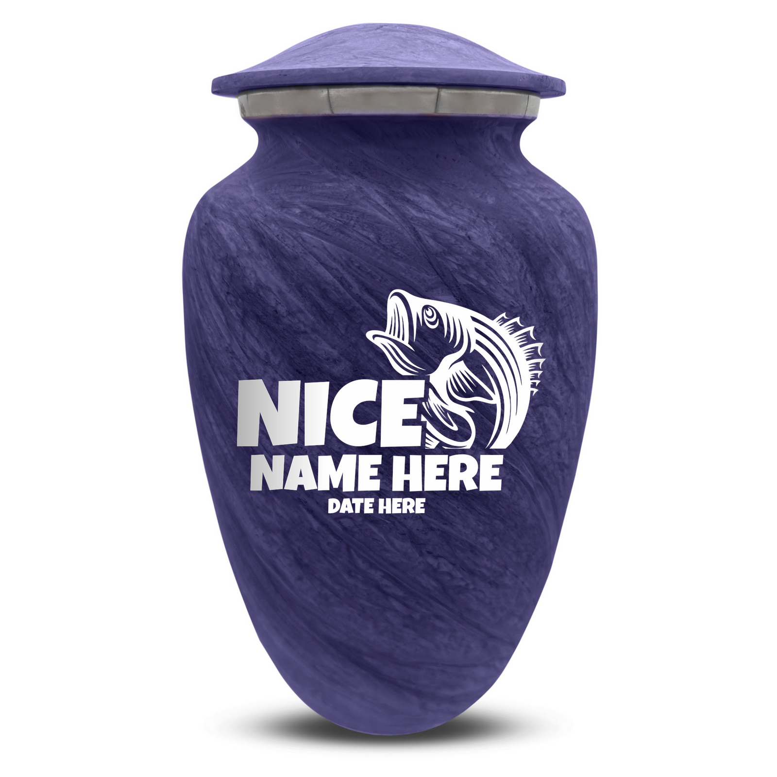 Custom Human Urns - Soft Whisper Collection - Funny Fishing Design - Distressed Finish - 200 Cubic Inch