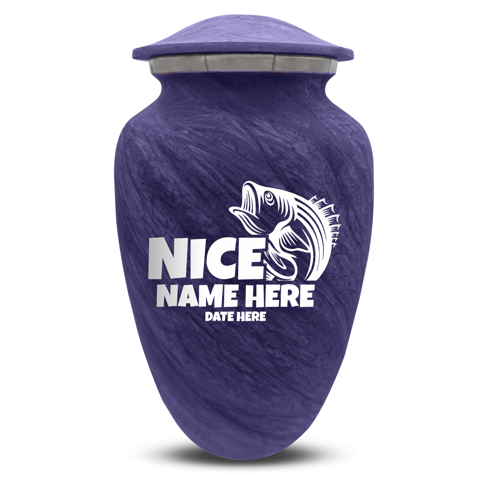 Custom Human Urns - Soft Whisper Collection - Funny Fishing Design - Distressed Finish - 200 Cubic Inch