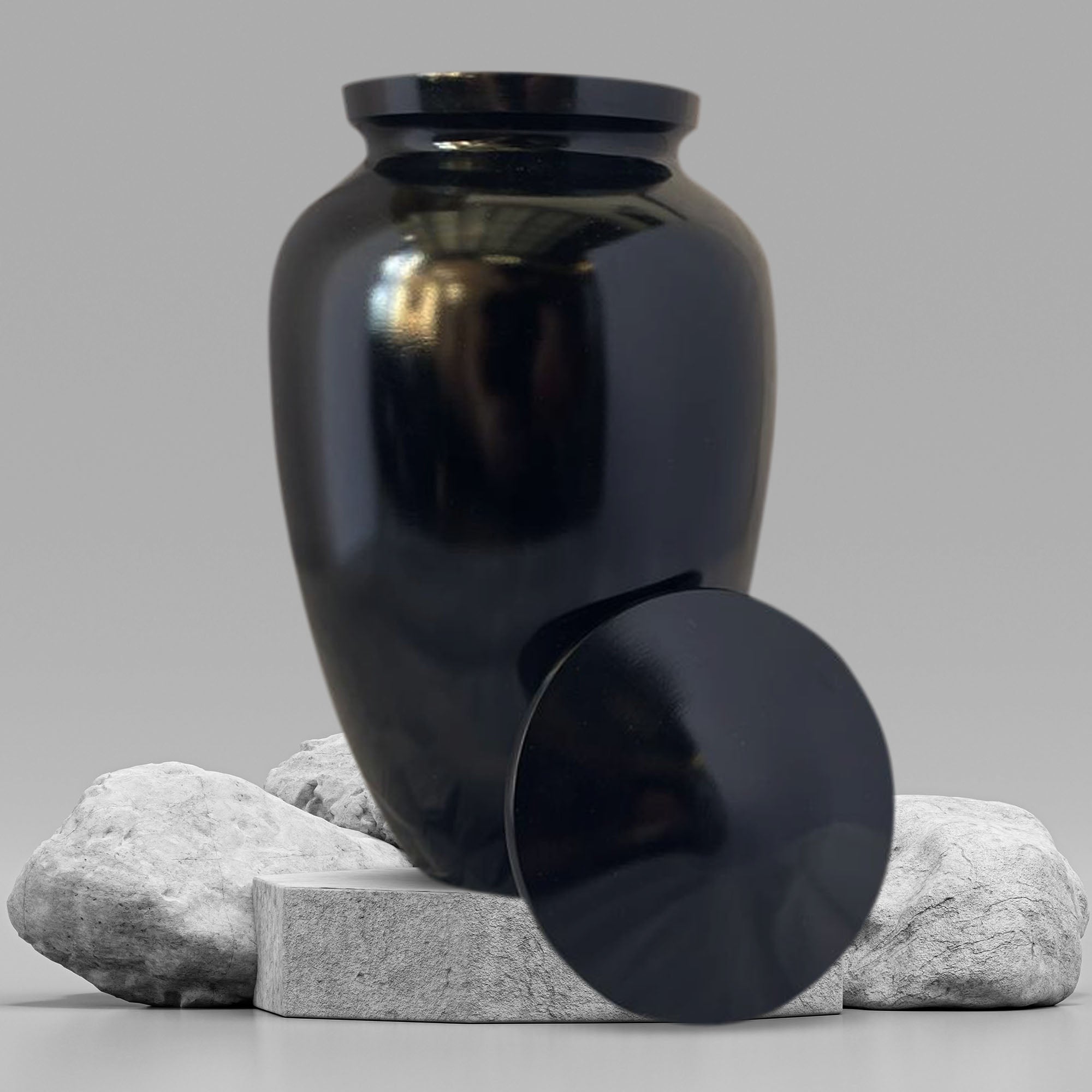 Polished Black Aluminum Human Cremation Urn - 200 Cubic Inch | Tech Humor