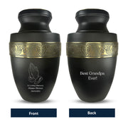 Custom Aluminum Human Urn - Funny Fishing Design - Elite Collection with Gold Inlay - 200 Cubic Inch