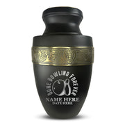 Custom Aluminum Human Urn - Funny Bowling Design - Elite Collection with Gold Inlay - 200 Cubic Inch