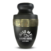 Custom Aluminum Human Urn - Funny Fishing Design - Elite Collection with Gold Inlay - 200 Cubic Inch