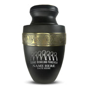 Custom Aluminum Human Urn - Funny Bowling Design - Elite Collection with Gold Inlay - 200 Cubic Inch