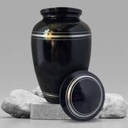 Custom Aluminum Human Urn - Headstone Designs - Polished Silver Rim - 200 Cubic Inch