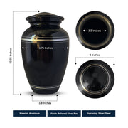 Personalized Custom Human Cremation Urn For Adult Ashes Men & Woman - Engraved Aluminum Urn with Memorial Decorative Swirl Design - Polished Finish Vessel for Human Remains Up to 200 Lbs | Polished Silver Rim