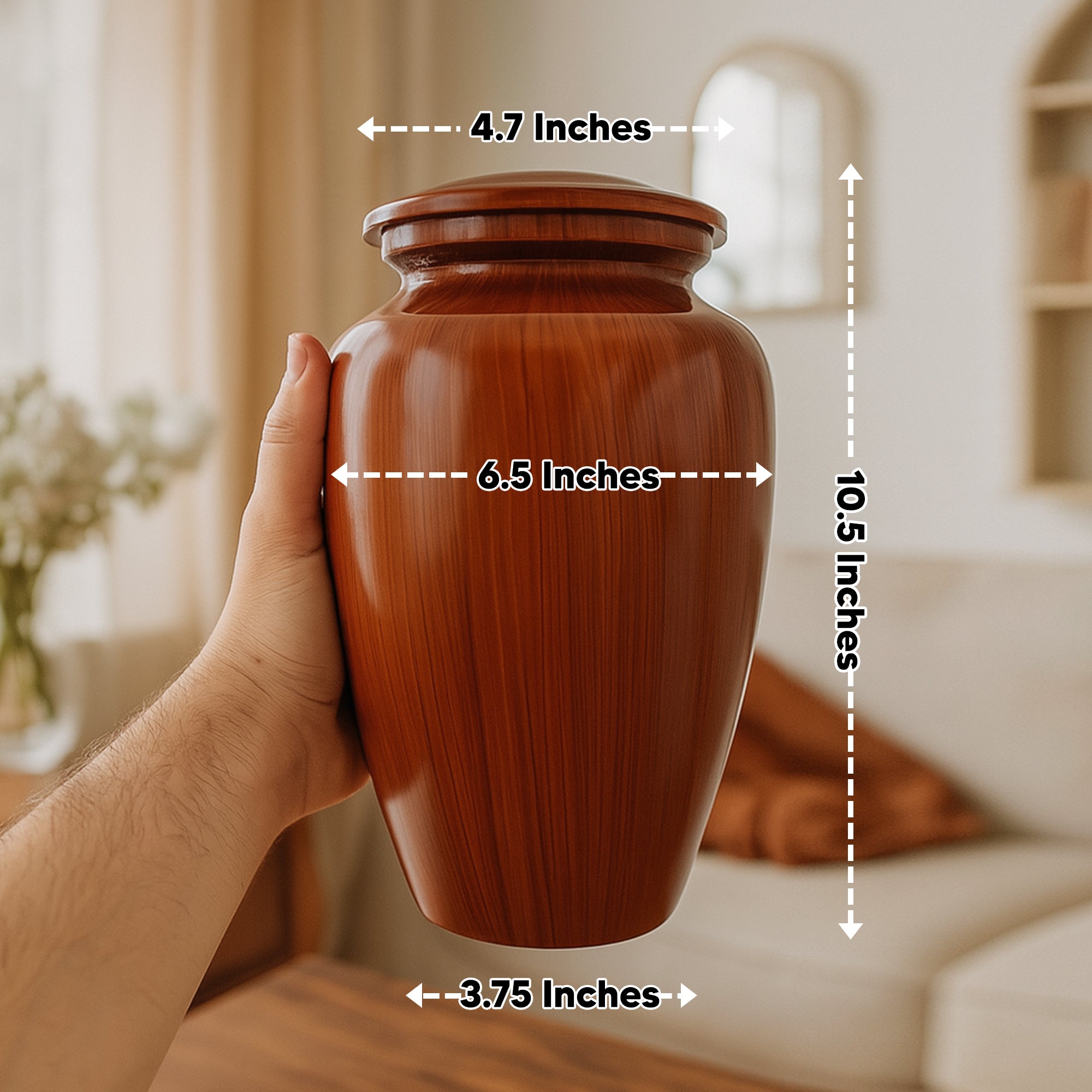 Human Cremation Urn - 200 Cubic Inch - Ingrained Wood Style Finish | Pop Culture Humor