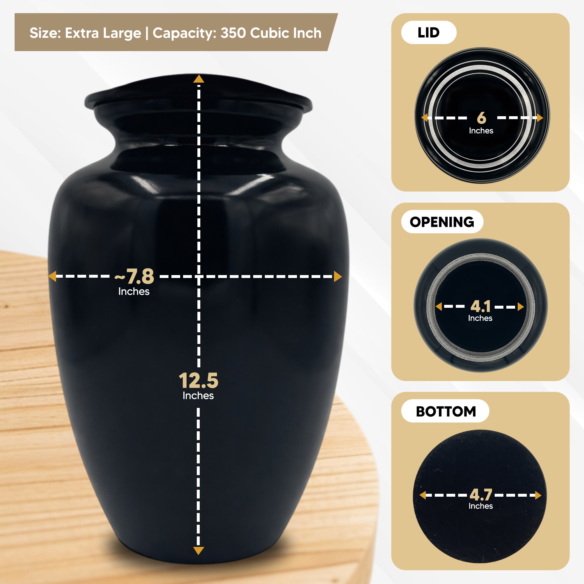 Polished Extra Large Human Cremation Urn 350 Cubic Inch - Engraved Aluminum | Gaming Memorial Collection