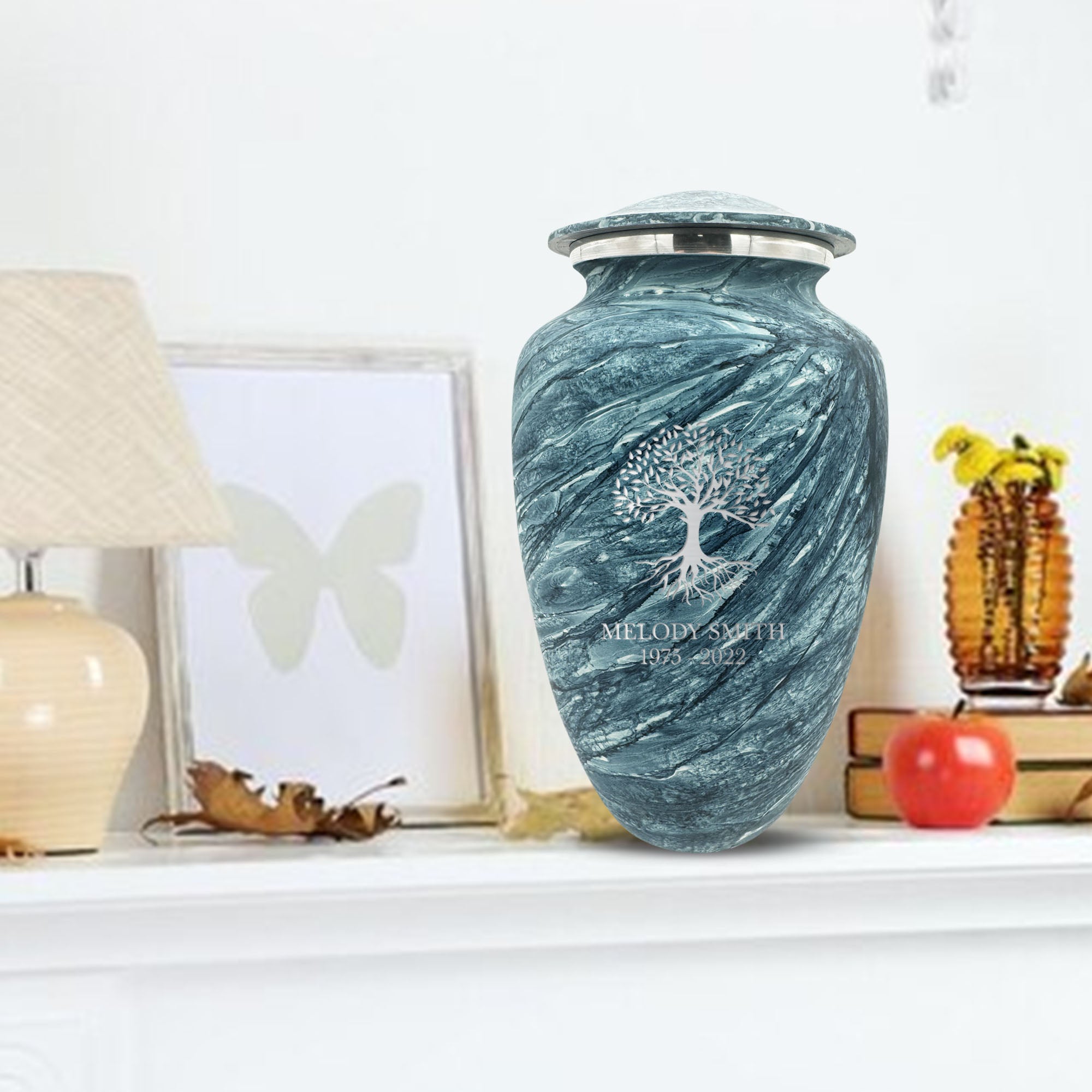 Custom Human Urns - Soft Whisper Collection - Funny Eyes Design - Distressed Finish - 200 Cubic Inch
