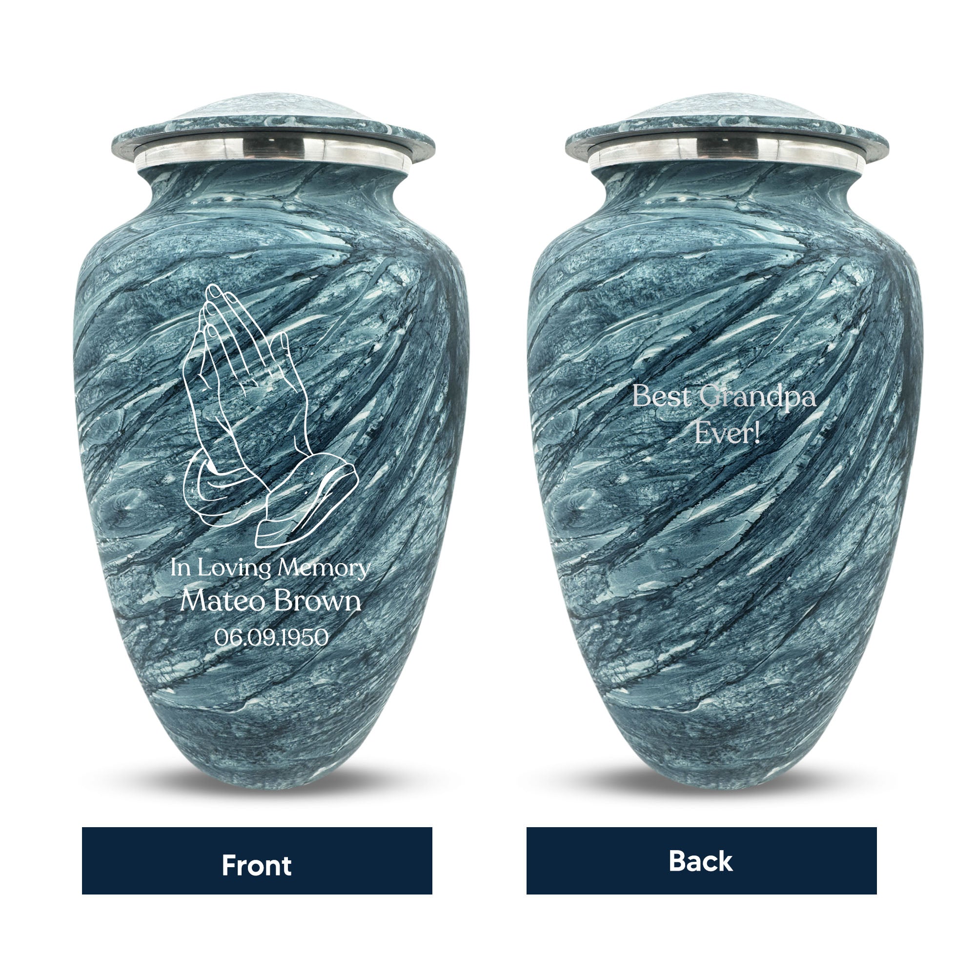 Custom Human Urns - Soft Whisper Collection - Funny Eyes Design - Distressed Finish - 200 Cubic Inch