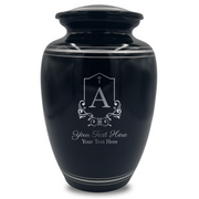 Human Cremation Urn - 350 Cubic Inch Capacity - Black with Silver Rim | Headstone Memorial