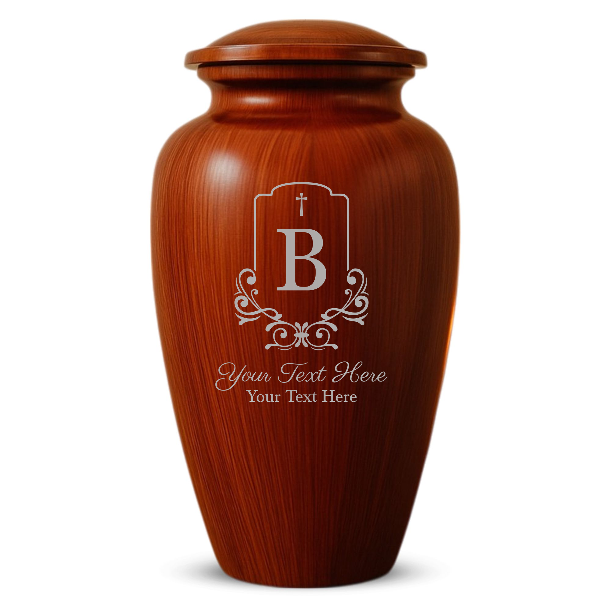 Human Cremation Urn - 200 Cubic Inch - Ingrained Wood Style Finish | Headstone Memorial