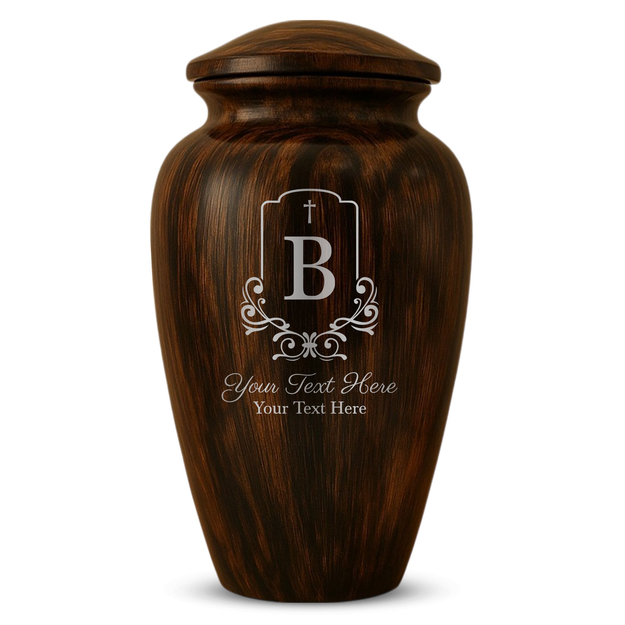 Human Cremation Urn - 200 Cubic Inch - Ingrained Wood Style Finish | Headstone Memorial