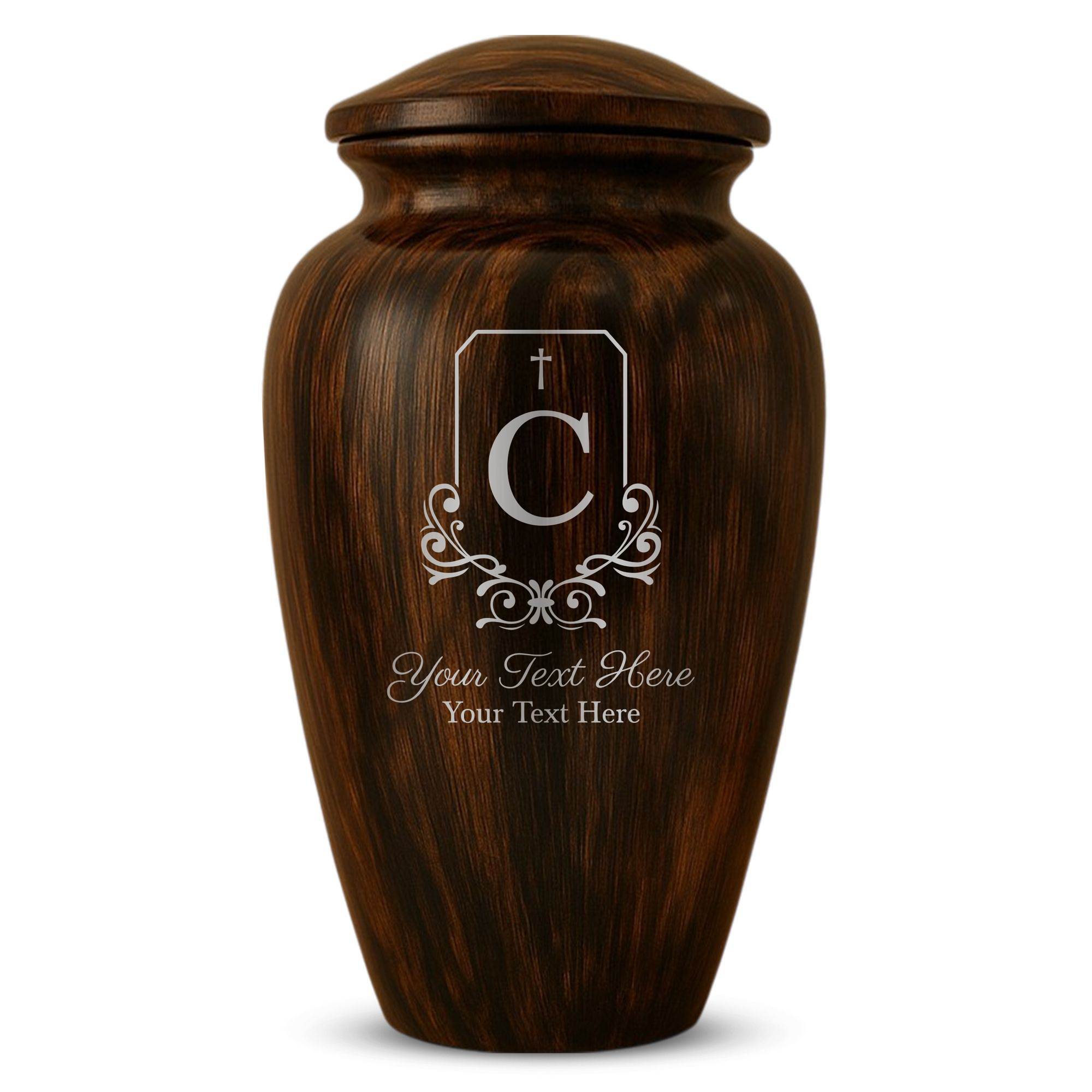 Human Cremation Urn - 200 Cubic Inch - Ingrained Wood Style Finish | Headstone Memorial