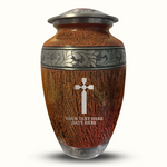 Custom Aluminum Human Urn - Elevate Collection - Memorial Cross Design - Distressed Finish - 200 Cubic Inch