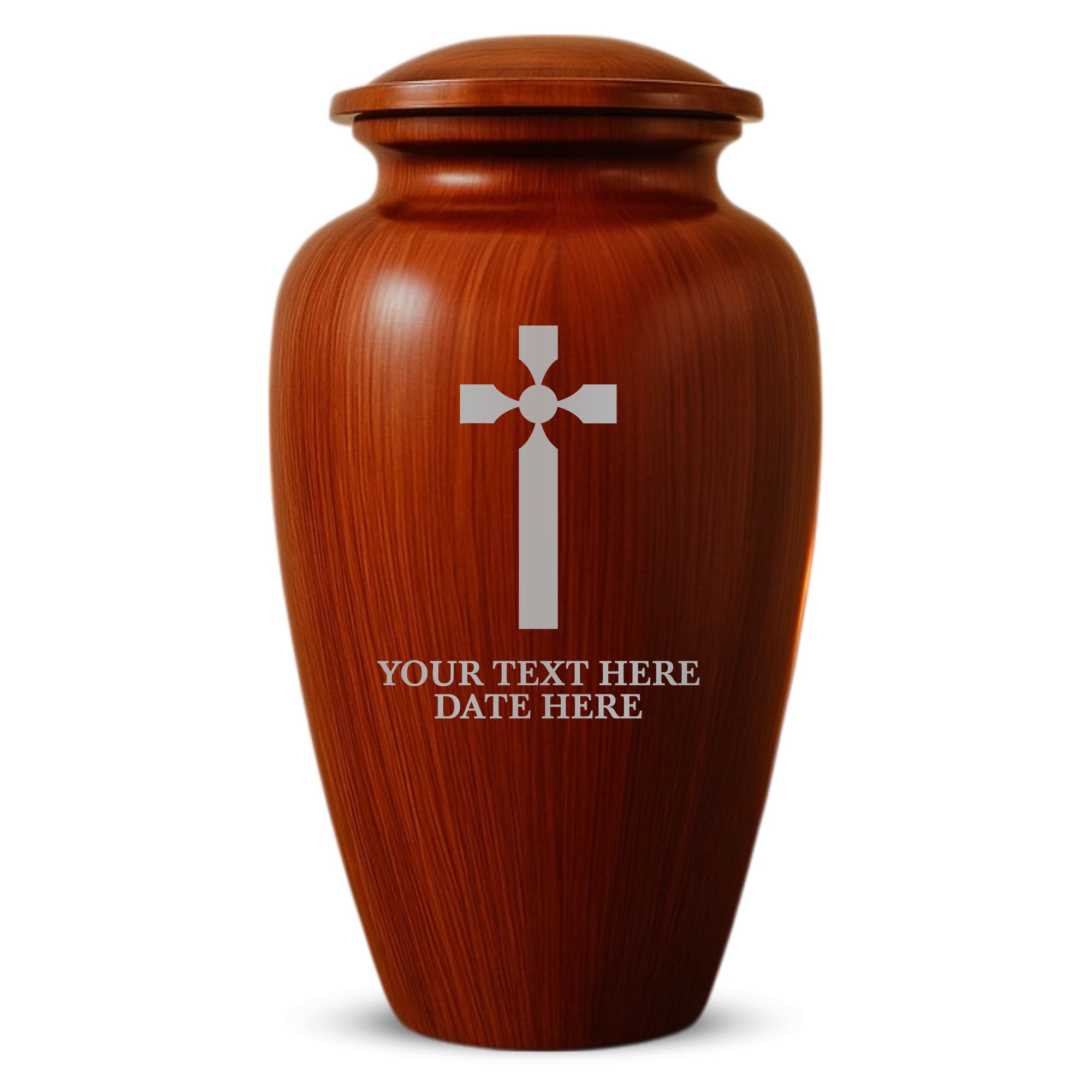 Human Cremation Urn - 200 Cubic Inch - Ingrained Wood Style Finish | Cross Design Collection