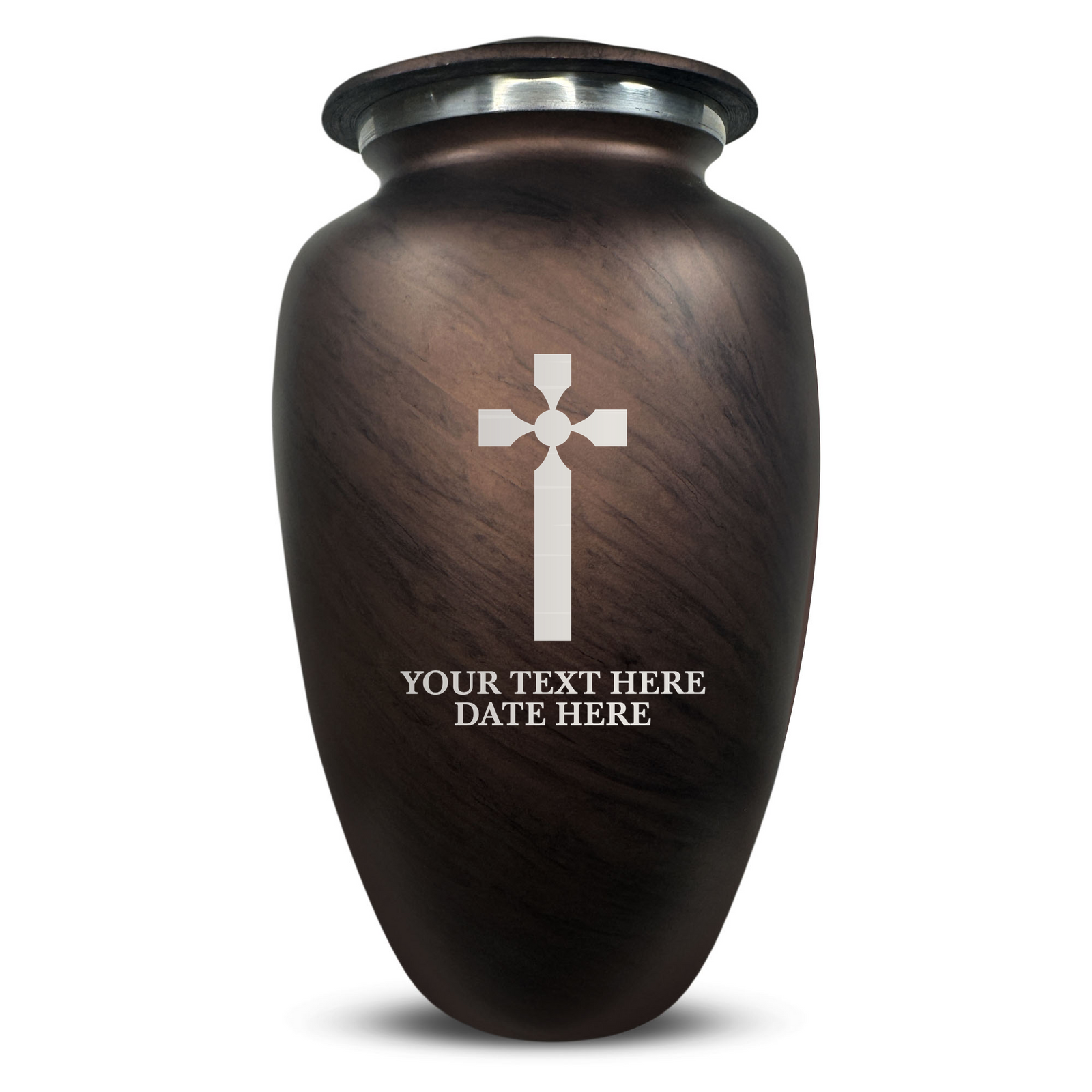 Custom Human Urns - Soft Whisper Collection - Memorial Cross Design - Distressed Finish - 200 Cubic Inch