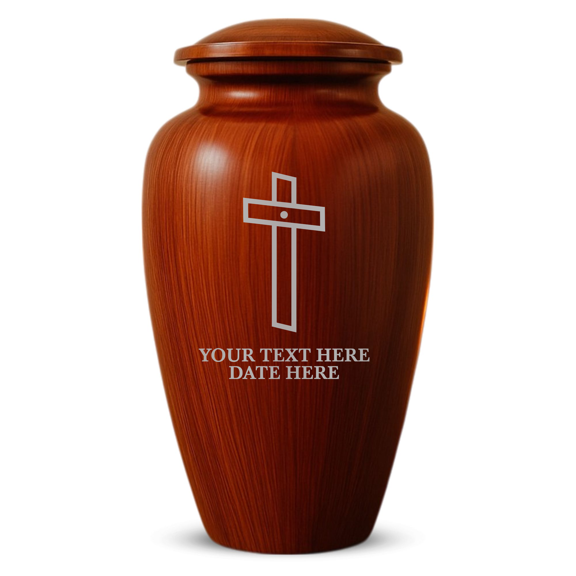 Human Cremation Urn - 200 Cubic Inch - Ingrained Wood Style Finish | Cross Design Collection