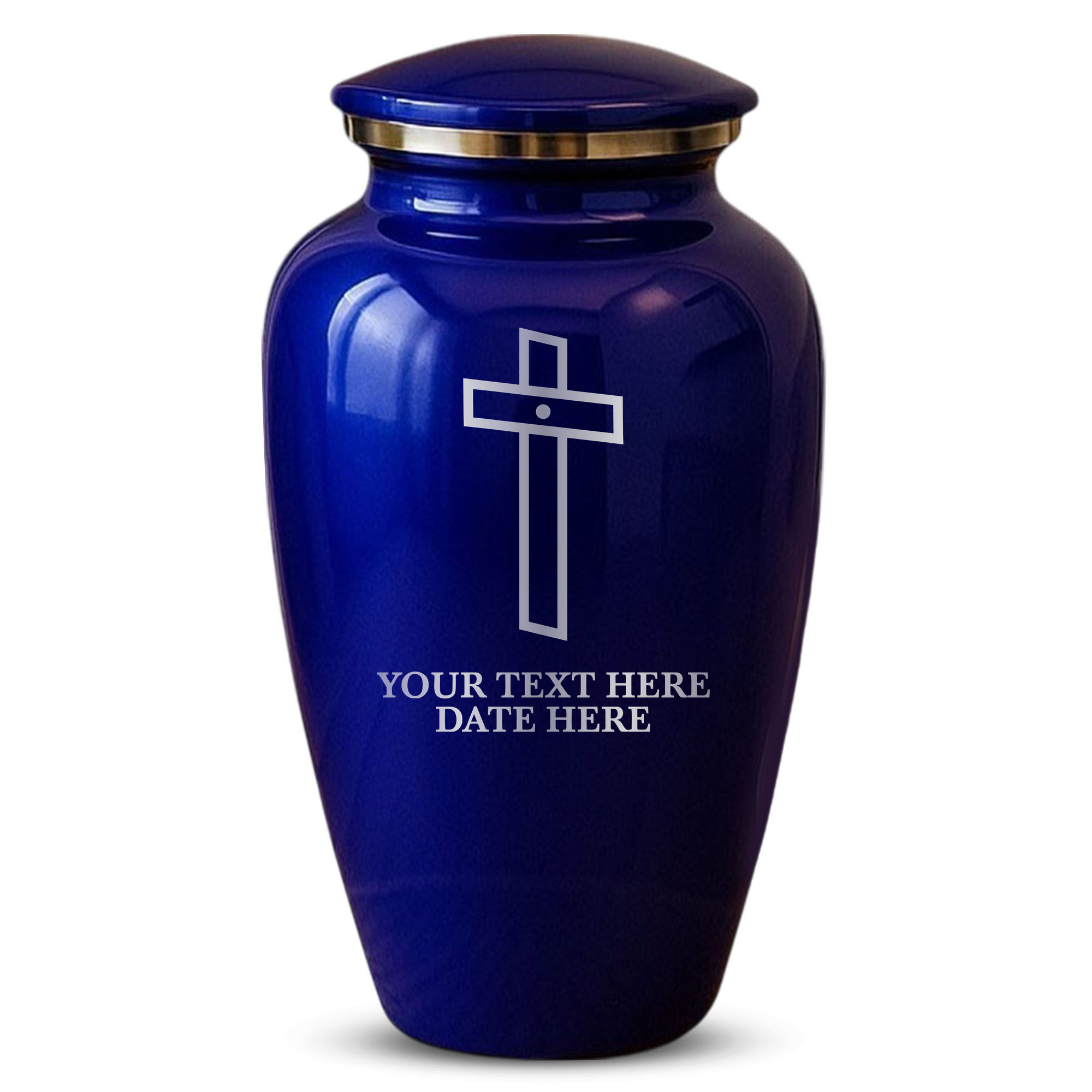Splendor Human Cremation Urn – 200 Cubic Inch Capacity – Metal | Cross Design Collection
