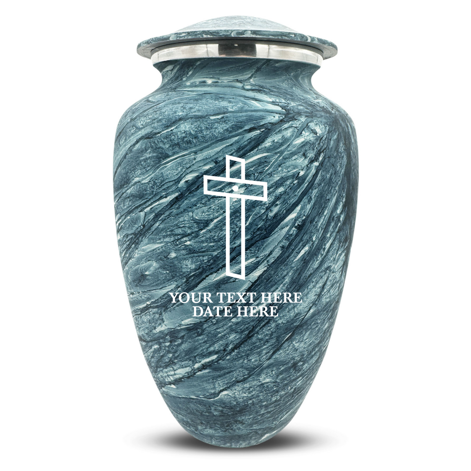 Custom Human Urns - Soft Whisper Collection - Memorial Cross Design - Distressed Finish - 200 Cubic Inch