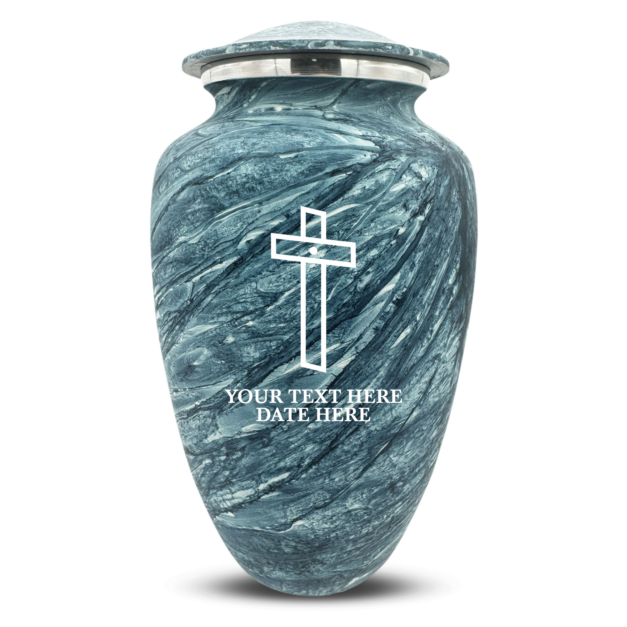 Custom Human Urns - Soft Whisper Collection - Memorial Cross Design - Distressed Finish - 200 Cubic Inch