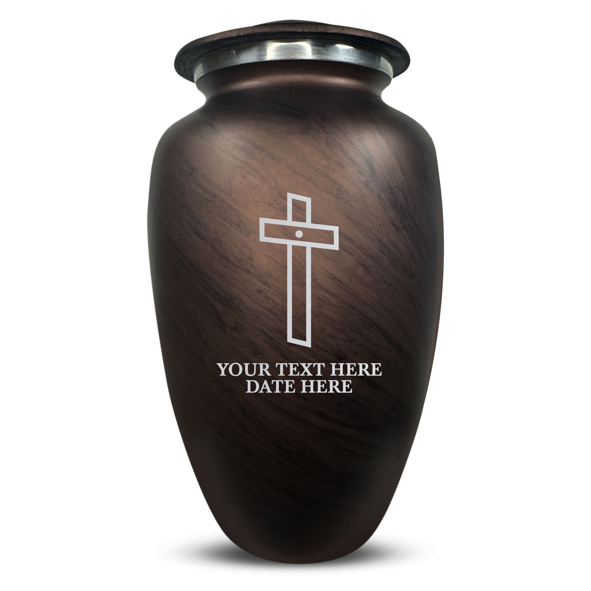 Custom Human Urns - Soft Whisper Collection - Memorial Cross Design - Distressed Finish - 200 Cubic Inch