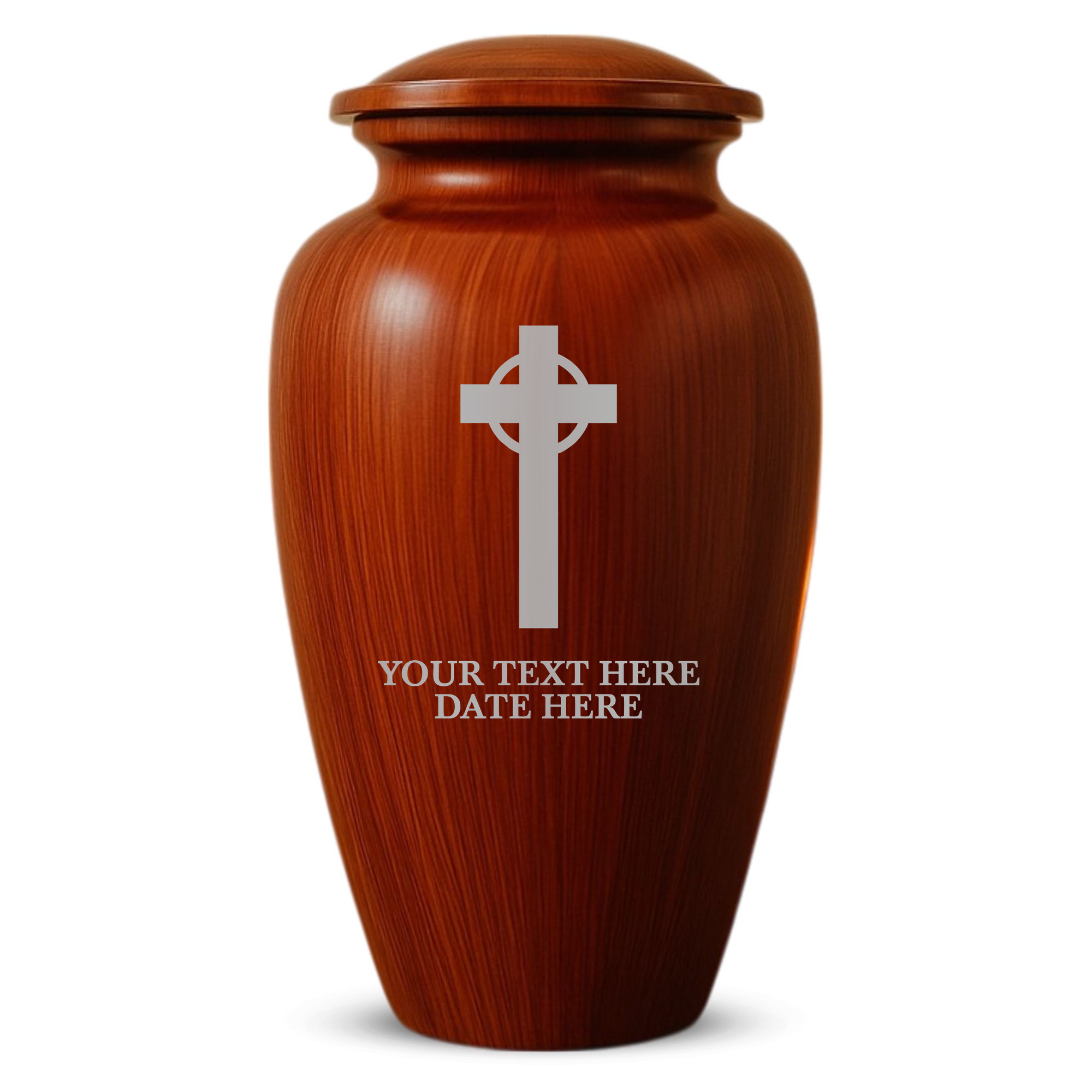 Human Cremation Urn - 200 Cubic Inch - Ingrained Wood Style Finish | Cross Design Collection