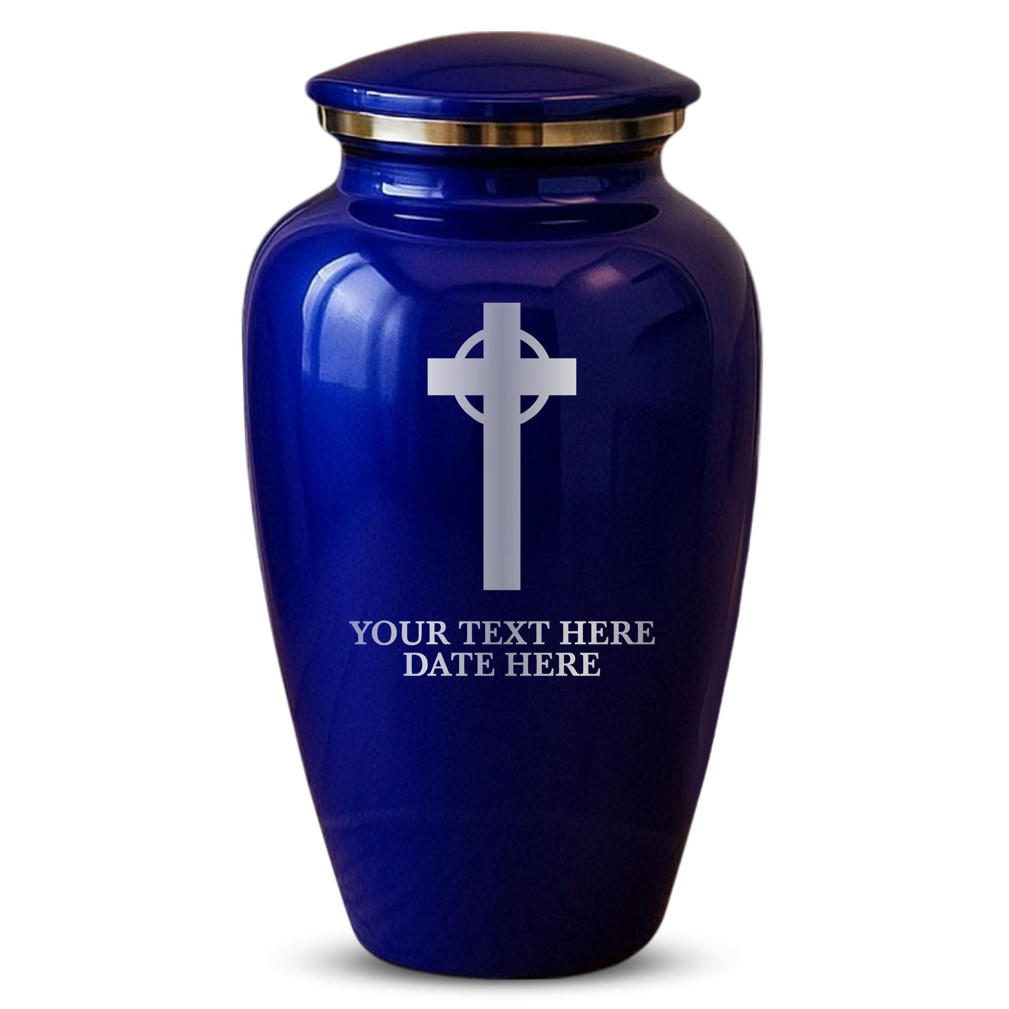 Splendor Human Cremation Urn – 200 Cubic Inch Capacity – Metal | Cross Design Collection