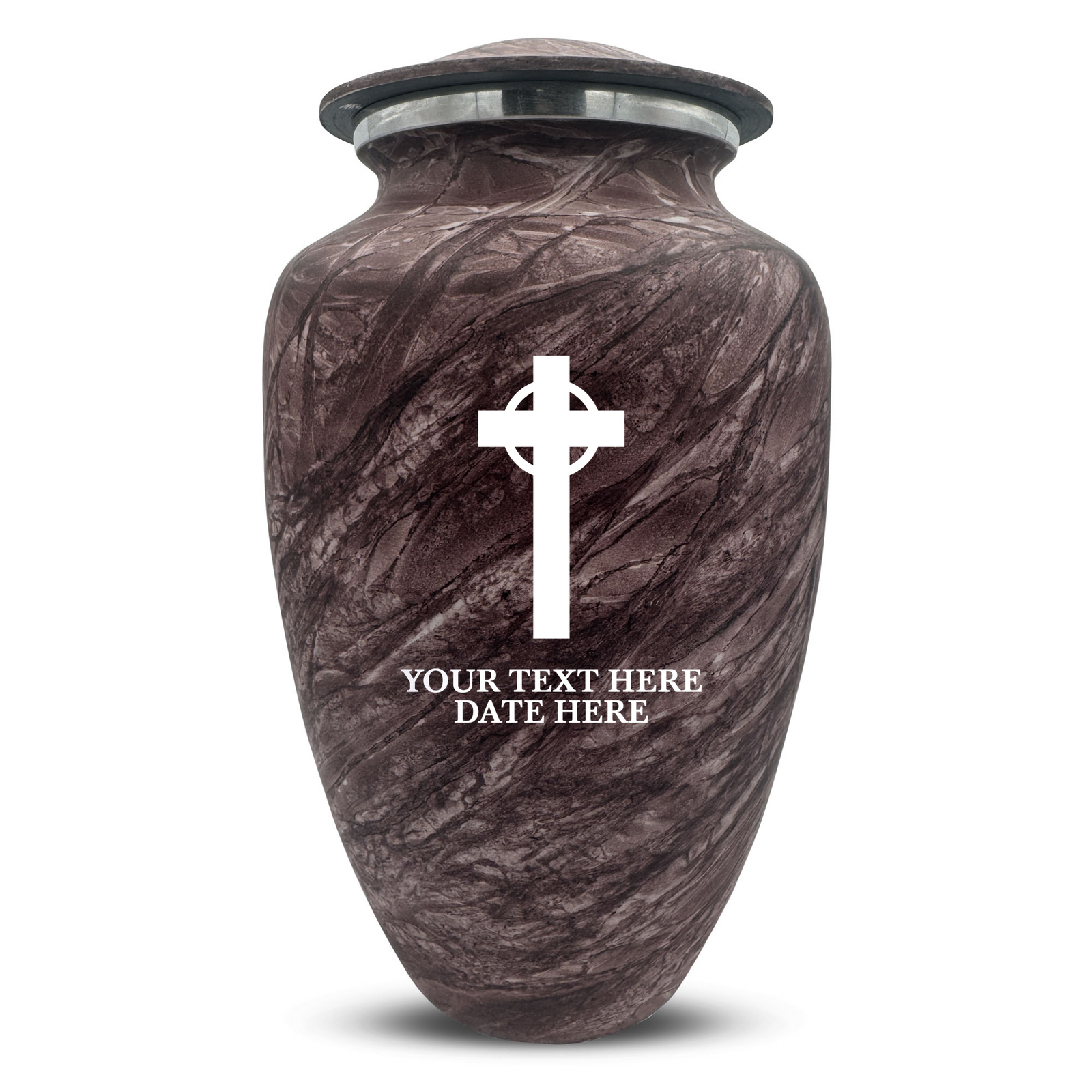 Custom Human Urns - Soft Whisper Collection - Memorial Cross Design - Distressed Finish - 200 Cubic Inch