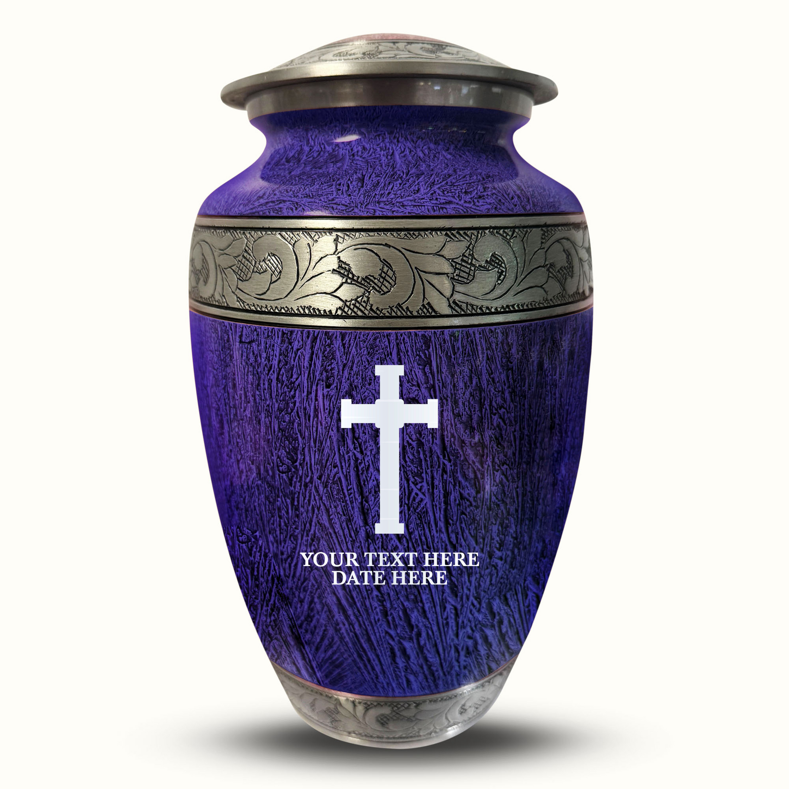 Custom Aluminum Human Urn - Elevate Collection - Memorial Cross Design - Distressed Finish - 200 Cubic Inch