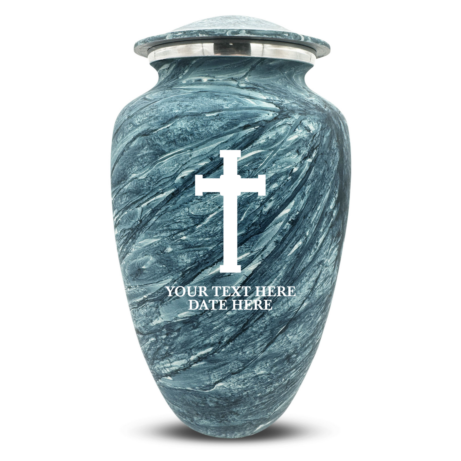 Custom Human Urns - Soft Whisper Collection - Memorial Cross Design - Distressed Finish - 200 Cubic Inch