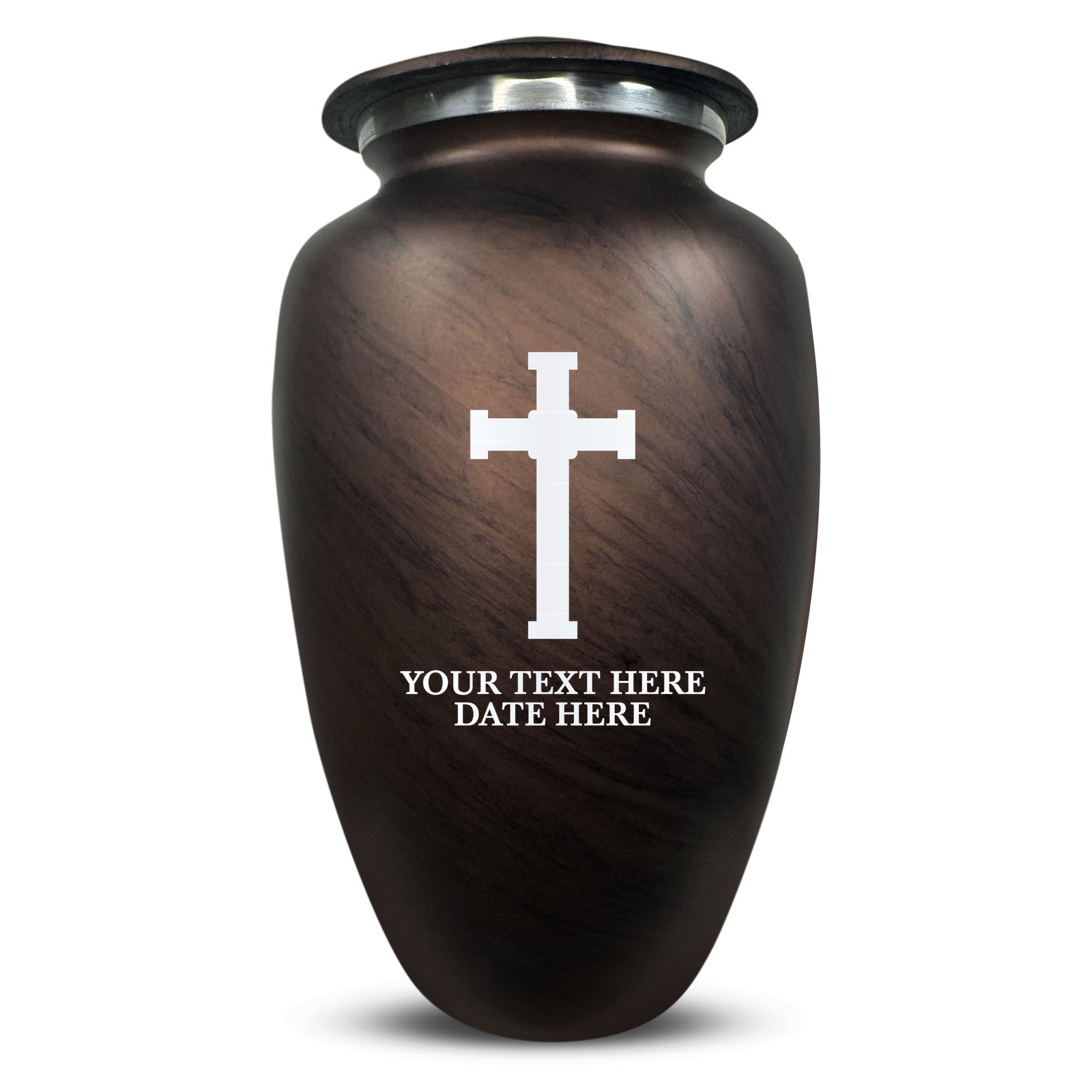 Custom Human Urns - Soft Whisper Collection - Memorial Cross Design - Distressed Finish - 200 Cubic Inch