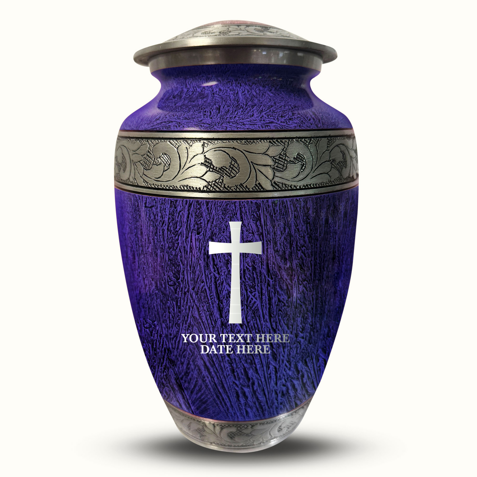 Custom Aluminum Human Urn - Elevate Collection - Memorial Cross Design - Distressed Finish - 200 Cubic Inch