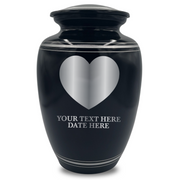 Human Cremation Urn – 350 Cubic Inch Capacity – Black with Silver Rim | Traditional Memorial